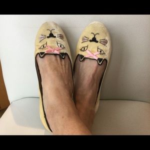 Charlotte Olympia kitty cat flats shoes 36 1/2